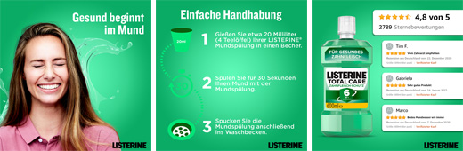 LISTERINE Total Care Zahnfleisch-Schutz Mundspül., 600 ml