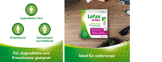 Lefax intens Lemon Fresh Mikro Granulat 250 mg Simeticon, 50 St