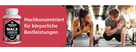 Maca 10:1 hochdosiert + L-Arginin + OPC + Vitamine + Zink vegan Kapseln, 120 St