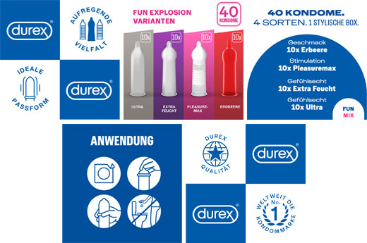Durex Fun Explosion Kondome Mix zu 4 Sorten (40 stk)