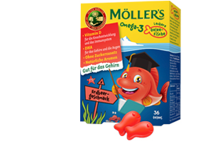 Möller`s Omega-3 Gelee Fisch Erdbeere Kautabletten, 36 St