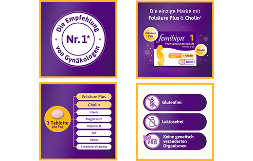 Femibion 1 Frühschwangerschaft Tabletten – 28 Stück in der 4-Wochen-Packung, 28 St