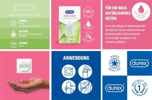 DUREX naturals Kondome mit Gleitgel wasserbasiert, 10 St