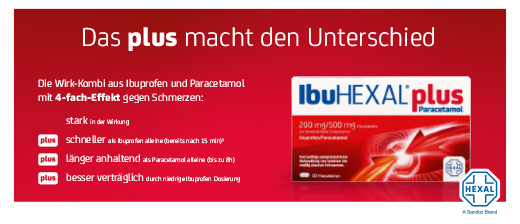 IbuHEXAL plus Paracetamol 200 mg/500 mg Filmtabletten, 20 St