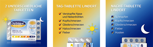 OLYGRIPPAL Tag & Nacht 500 mg/60 mg Tabletten, 16 St