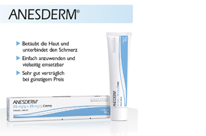 ANESDERM 25 mg/g + 25 mg/g Creme + Pflaster, 5 g