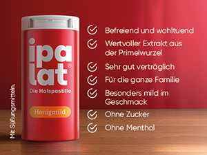Ipalat Halspastillen honigmild ohne Menthol zuckerfrei , 400 St