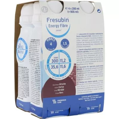 FRESUBIN ENERGY Fibre DRINK Kirsche Trinkflasche, 4X200 ml