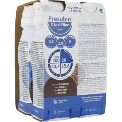FRESUBIN 2 kcal Fibre DRINK Schokolade Trinkfl., 4X200 ml