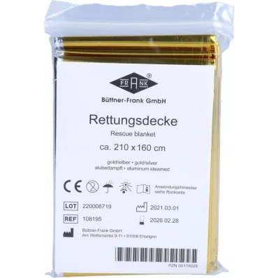 RETTUNGSDECKE KFZ 160x210 cm gold/silber, 1 St RETTUNGSDECKE KFZ 160x210 cm gold/silber, 1 St
