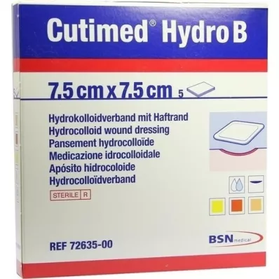 CUTIMED Hydro B Hydrok.Ver.7,5x7,5 cm m.Haftr., 5 St
