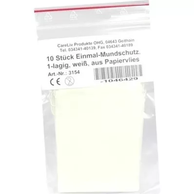 MUNDSCHUTZ PAPIERVLIES m.Gummiband weiß, 10 St