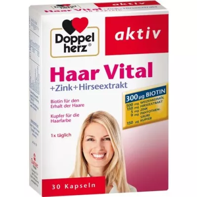 DOPPELHERZ Haar Vital+Zink+Hirseextrakt Kapseln, 30 St