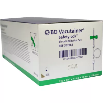 BD VACUTAINER Safety Lok 21 G 18 cm Blutentn.Set, 50 St