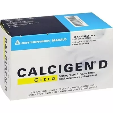 CALCIGEN D Citro 600 mg/400 I.E. Kautabletten, 100 St CALCIGEN D Citro 600 mg/400 I.E. Kautabletten, 100 St