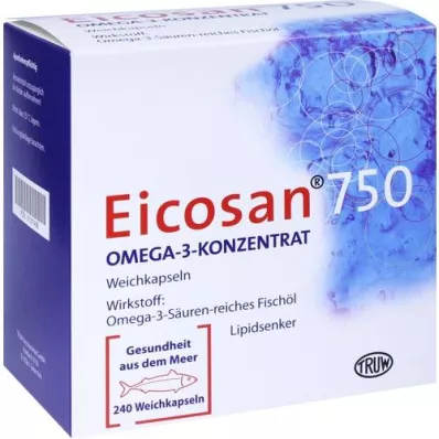 EICOSAN 750 Omega-3 Konzentrat Weichkapseln, 240 St