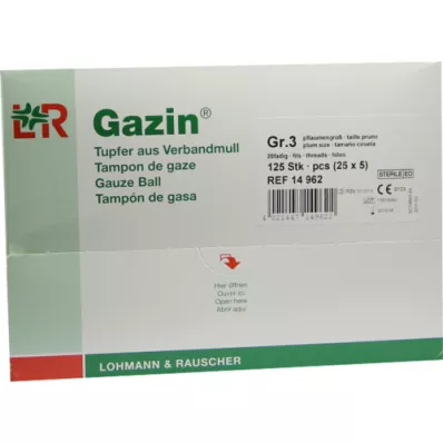 GAZIN Tupfer pflaum.steril 2+3 Schutzr.o.RK, 125 St