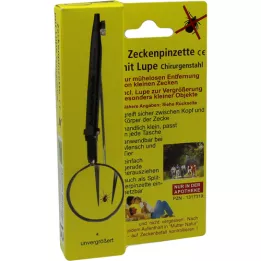 ZECKENPINZETTE Chirurgenstahl mit Lupe, 1 St