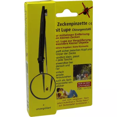 ZECKENPINZETTE Chirurgenstahl mit Lupe, 1 St