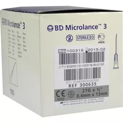 BD MICROLANCE 3 Sonderkanüle 27 G 1/2 0,4x13 mm, 100 St