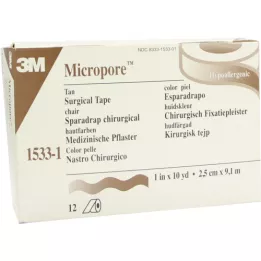 MICROPORE Vliespfl.2,5 cmx9,1 m haut 1533-1, 12 St