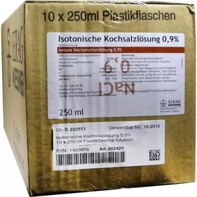 ISOTONISCHE Kochsalzlösung 0,9% Plastik Inf.-Lsg., 10X250 ml