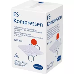 ES-KOMPRESSEN unsteril 7,5x7,5 cm 8fach, 100 St