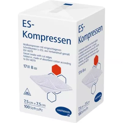 ES-KOMPRESSEN unsteril 7,5x7,5 cm 8fach, 100 St