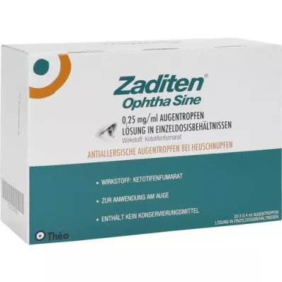 ZADITEN ophtha sine 0,25 mg/ml Augentr.Einzeldos., 20 St