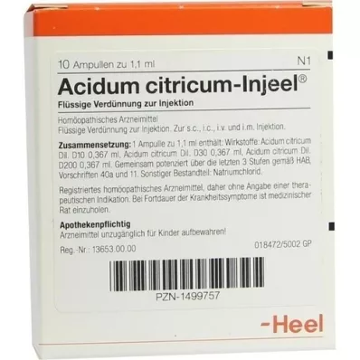 ACIDUM CITRICUM INJEEL Ampullen, 10 St