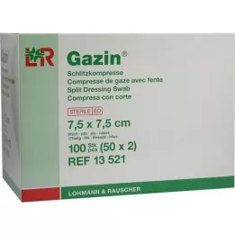 GAZIN Schlitzkompressen 7,5x7,5 cm steril 8fach, 50X2 St