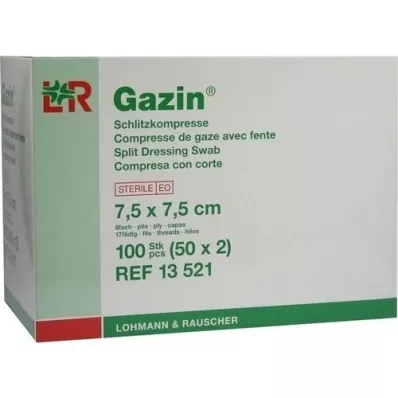 GAZIN Schlitzkompressen 7,5x7,5 cm steril 8fach, 50X2 St