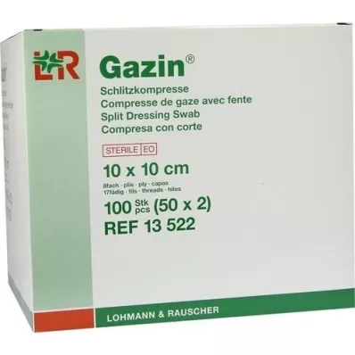 GAZIN Schlitzkompressen 10x10 cm steril 8fach, 50X2 St