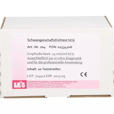 SCHWANGERSCHAFTS-FRÜHTEST hCG Teststreifen Urin, 20 St