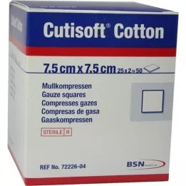 CUTISOFT Cotton Kompr.7,5x7,5 cm steril, 25X2 St