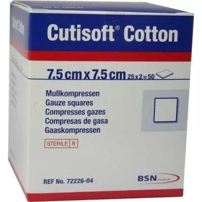 CUTISOFT Cotton Kompr.7,5x7,5 cm steril, 25X2 St
