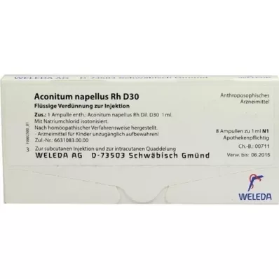 ACONITUM NAPELLUS Rh D 30 Ampullen, 8X1 ml