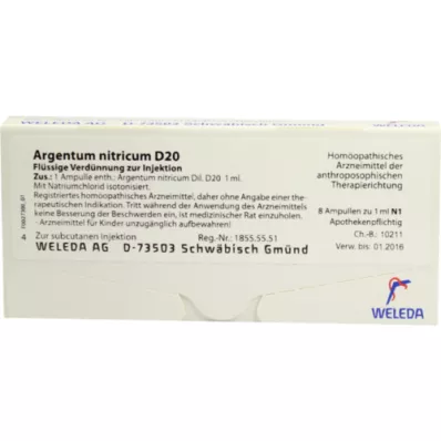 ARGENTUM NITRICUM D 20 Ampullen, 8X1 ml