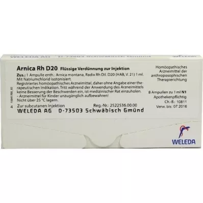 ARNICA RH D 20 Ampullen, 8X1 ml ARNICA RH D 20 Ampullen, 8X1 ml