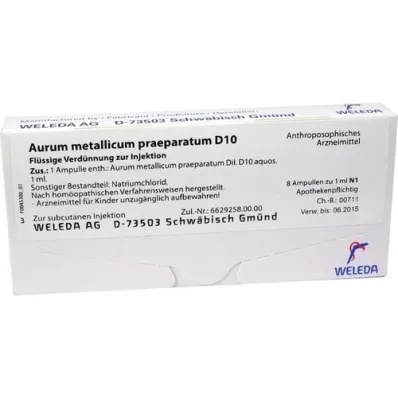 AURUM METALLICUM PRAEPARATUM D 10 Ampullen, 8 St