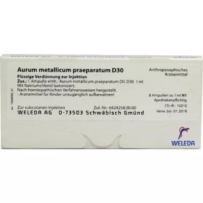 AURUM METALLICUM PRAEPARATUM D 30 Ampullen, 8 St