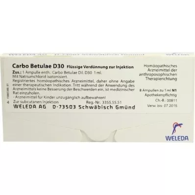 CARBO BETULAE D 30 Ampullen, 8X1 ml