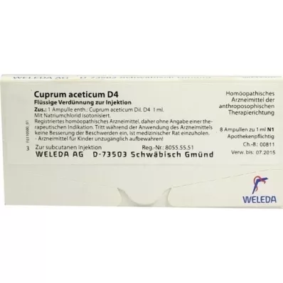 CUPRUM ACETICUM D 4 Ampullen, 8X1 ml