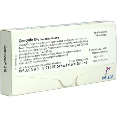 GENCYDO 3% Injektionslösung, 8 St