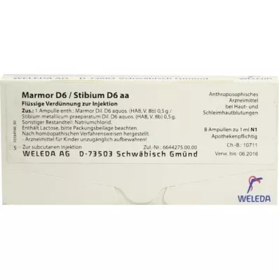 MARMOR D 6/Stibium D 6 aa Ampullen, 8X1 ml MARMOR D 6/Stibium D 6 aa Ampullen, 8X1 ml