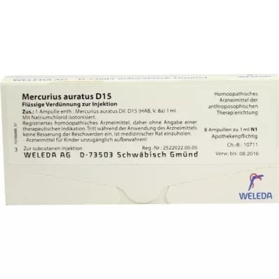 MERCURIUS AURATUS D 15 Ampullen, 8X1 ml MERCURIUS AURATUS D 15 Ampullen, 8X1 ml