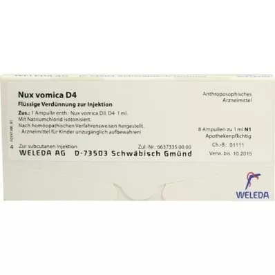 NUX VOMICA D 4 Ampullen, 8X1 ml