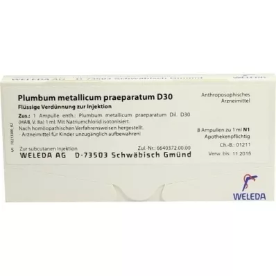 PLUMBUM METALLICUM praep. D 30 Ampullen, 8X1 ml