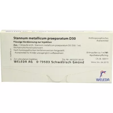 STANNUM METALLICUM praeparatum D 30 Ampullen, 8X1 ml