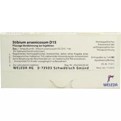 STIBIUM ARSENICOSUM D 15 Ampullen, 8X1 ml